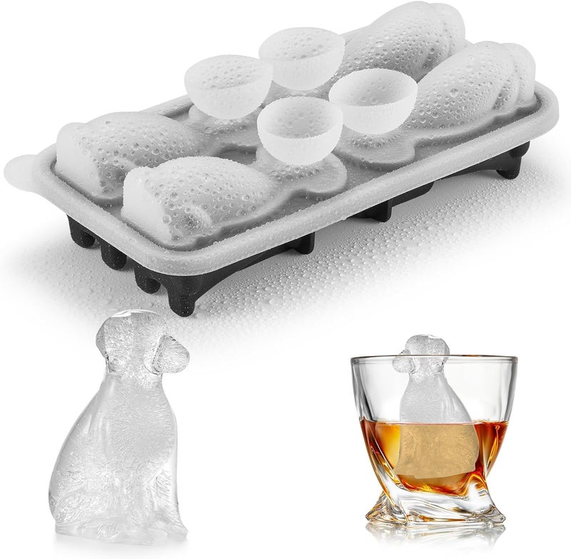 ACOOKEE Golden Retriever Dog Ice Cube Mold, 4 Hole Fun Shapes Large Golden Retriever Dog Ice Cube Tray for Whiskey,Cocktail,Bourbon, Cute Novelty Golden Retriever Gifts for Women, BPA Free - Image 1